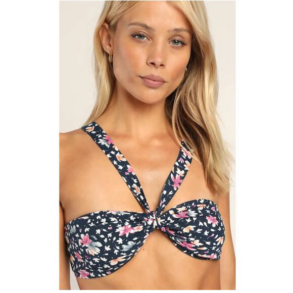 NWT Lulus Best Vacation Navy Blue Floral Print medium piece 1 of 2 M boho - Picture 1 of 7